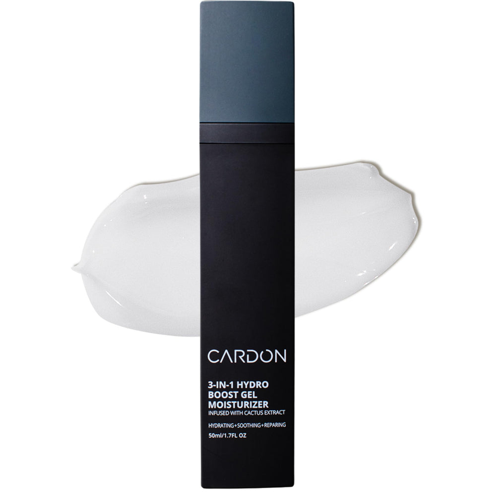 Cardon anti-aging moisturizer bottle closeup for men's skin hydration