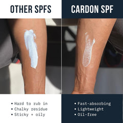 Cardon SPF30 bottle pump demonstrates quick, non-greasy sunscreen application for daily use.