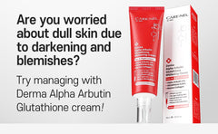 CARE:NEL whitening cream texture close-up demonstrates fast-absorbing formula for daily use.