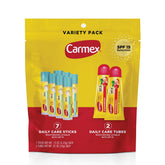 Carmex daily care strawberry stick with SPF 15 moisturizing lip balm for everyday protection.