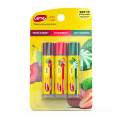 Carmex Daily Care SPF15 Variety Pack front view provides easy lip protection and daily hydration options.