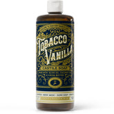 Carolina Castile tobacco-vanilla-bottle shows a gentle, skin-softening cleanse for sensitive skin