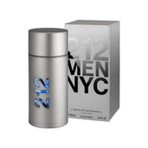 Carolina Herrera 212 For Men bottle front—modern urban scent for daily confidence and office-ready freshness.