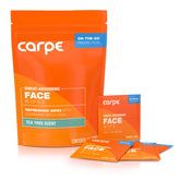 Carpe Sweat Absorbing Face Wipes in action removing sweat during workouts