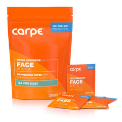 Carpe Sweat Absorbing Face Wipes in action removing sweat during workouts