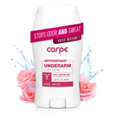 Carpe rose water bottle shows clinical-strength protection for dry underarms