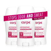 Carpe underarm antiperspirant rose water bottle for daily dry comfort