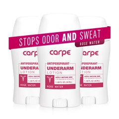 Carpe underarm antiperspirant rose water bottle for daily dry comfort