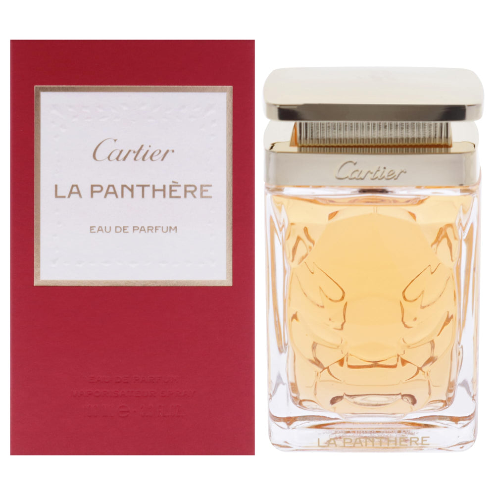 Cartier La Panthere bottle closeup showcasing luxurious design for daily wear.
