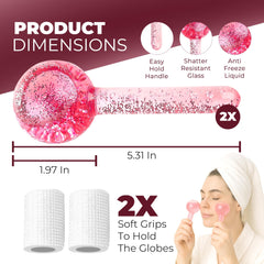 Castal Blue Ice Globes in freezer show how cooling boosts circulation for bouncy skin.