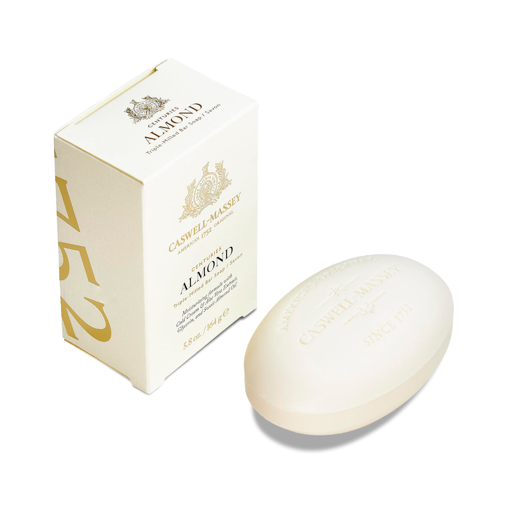Caswell-Massey Almond Bar Soap packaging gift-ready presentation for gifting.