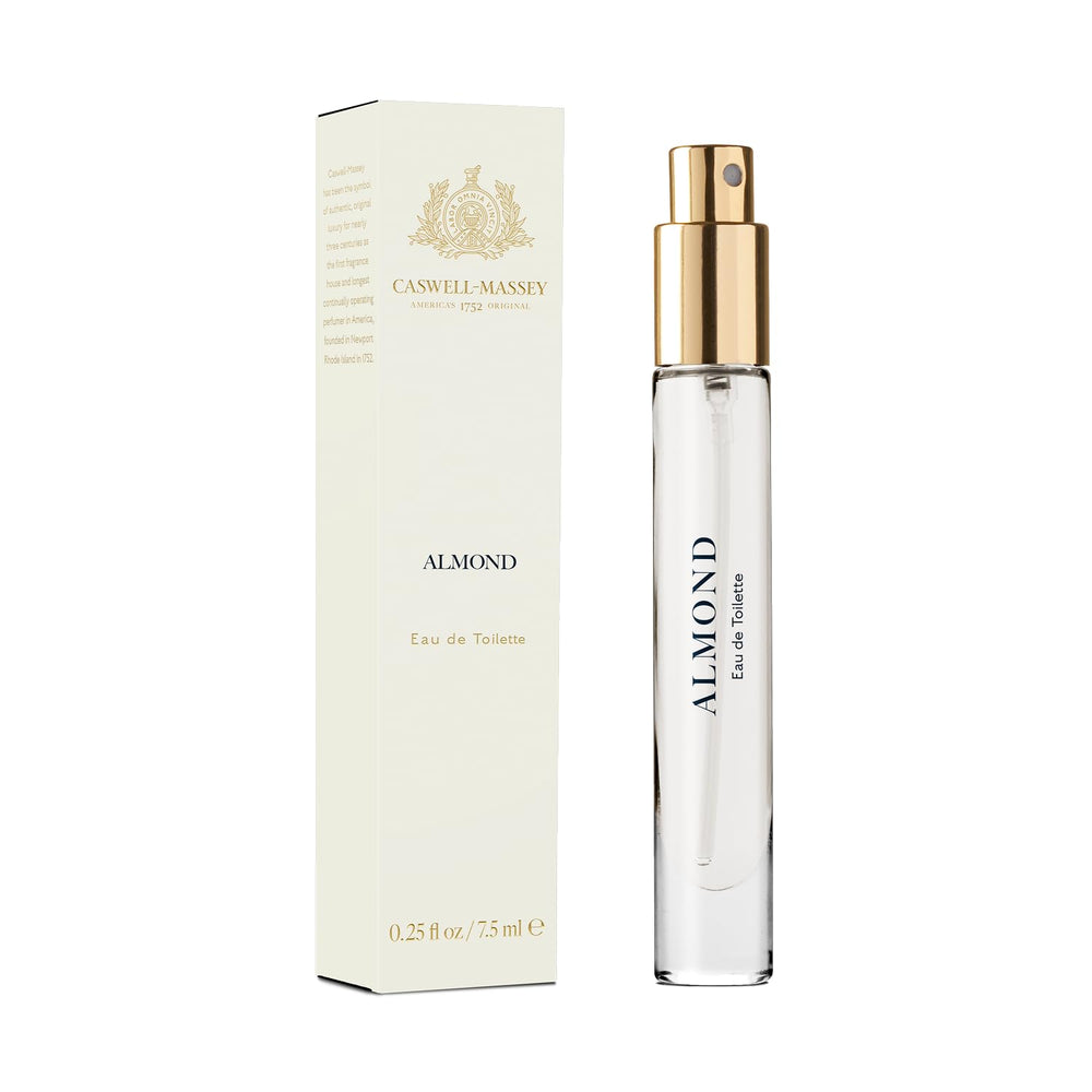Caswell-Massey Almond EDT bottle-front highlighting cherry and almond notes for everyday luxury