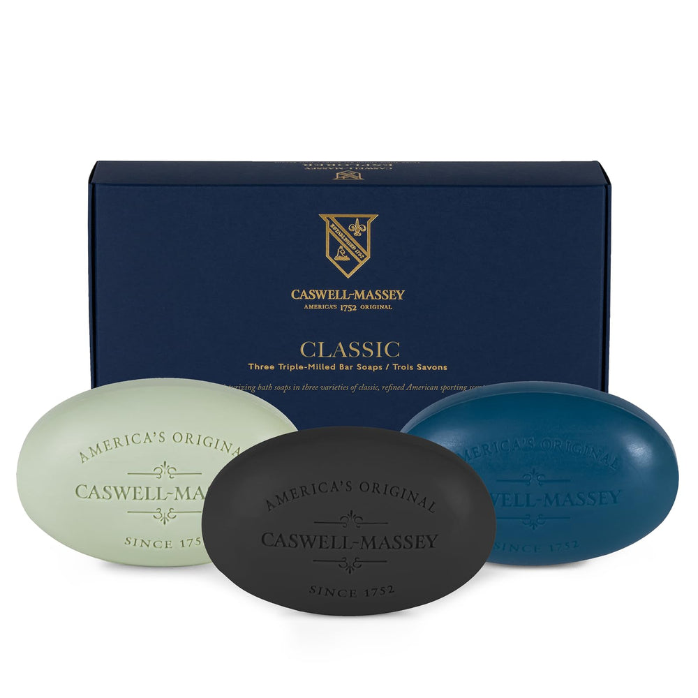 Caswell-Massey Newport bar soap gift set with refined packaging for a premium cleanse.