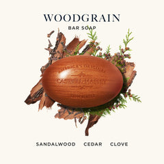 Caswell-Massey Woodgrain Sandalwood closeup shows warm fragrance notes