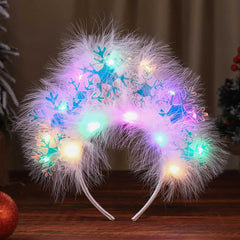 Catery Snowflake Headband white feather band adds whimsical holiday flair