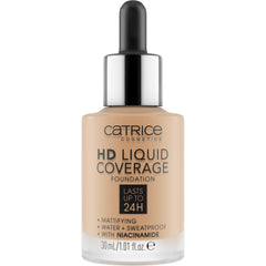 Catrice HD Liquid Coverage dripper application demonstrating buildable coverage.