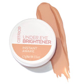 Catrice Under Eye Brightener packaging highlights vegan, cruelty-free status and warm nude shade.