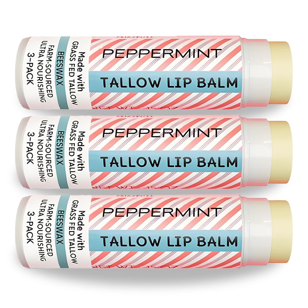 Cattle Creek Mercantile tallow lip balm packaging highlighting natural, convenient multi-pack