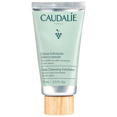 Caudalie Vinoclean deep cleansing exfoliator bottle refreshing pores for brighter skin.