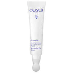 Caudalie Vinoperfect dark-circle eye cream packaging shows fragrance-free formula for sensitive under-eye skin.