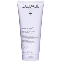 Caudalie Vinotherapist Hyaluronic Acid Nourishing Body Lotion bottle shows quick-absorption hydration.