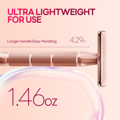 CAVEEM packaging highlights rose gold razor and sustainable, reusable metal design.