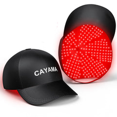 CAYAMA Red Light Therapy Cap front view showing comfortable daily wear