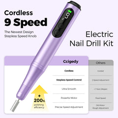 Ccigedy USB-C rechargeable nail drill supports long mobile manicures.