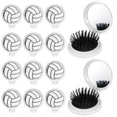 Cecnamt volleyball mini detangler brush folding mirror compact travel-ready design for quick styling.