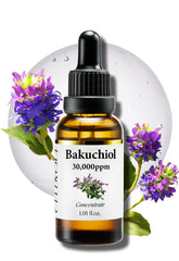 CELDYQUE Bakuchiol Serum bottle close-up highlighting high-concentration 30,000 ppm for radiant skin.