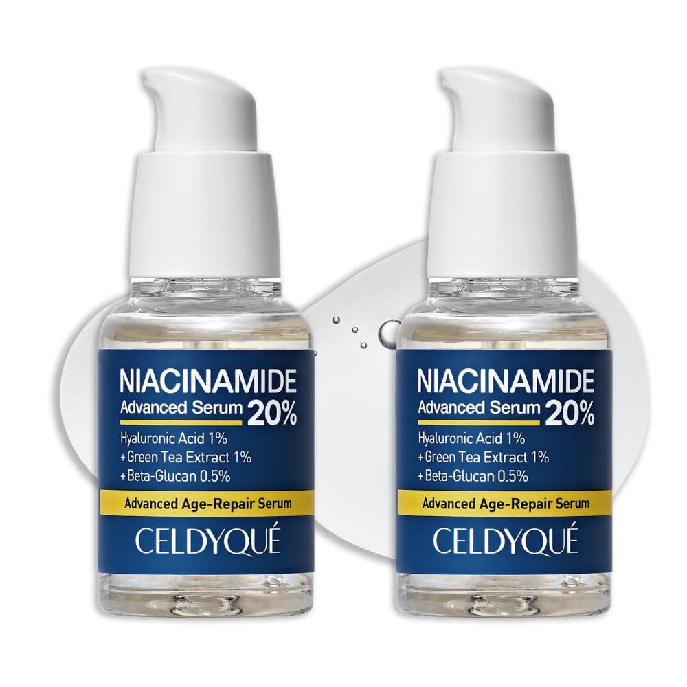 CELDYQUE Niacinamide 20% serum bottle boosts even skin tone and minimizes pores.