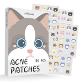 CELECARE parches para acné con diseño de gato multicolor que absorben fluidos.