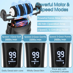 Celepen electric foot file with six interchangeable rollers for tailored smoothing