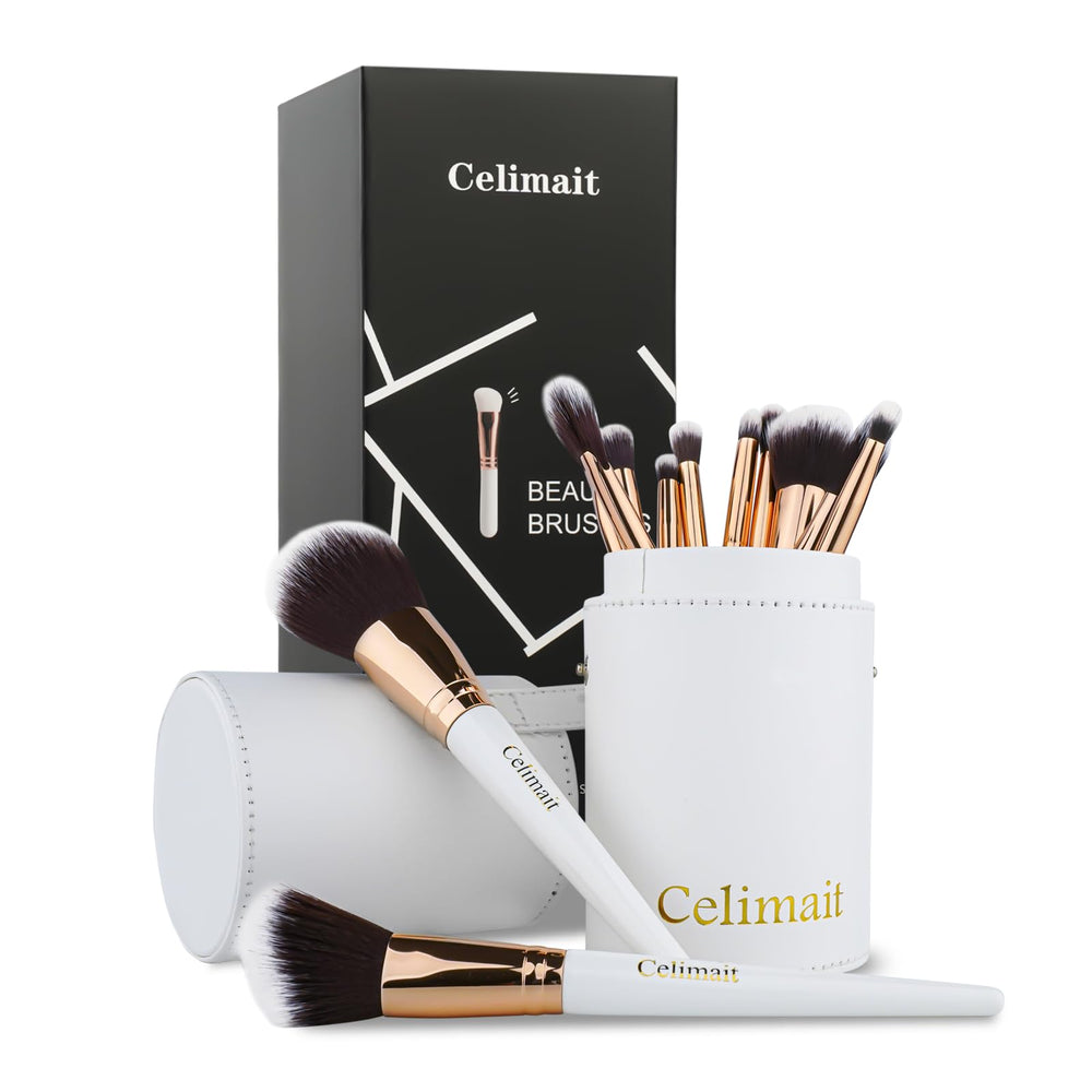 CELIMAIT 12 piece brush set with ultra soft bristles for smooth makeup application.