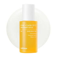 Celimax PorePlus Serum pump bottle showing pore-minimizing appearance and brightening potential.