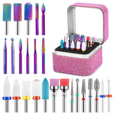 Cellentool 25Pcs drill bits set in storage box ready for organized manicure prep