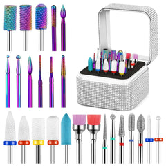 Cellentool nail drill bits storage box neatly organized for quick access.