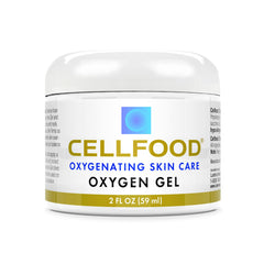 Cellfood Oxygen Gel bottle closeup highlights nutrient-rich moisture for skin.