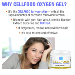 Cellfood Oxygen Gel texture dispense shot demonstrates smooth, non-oily hydration.