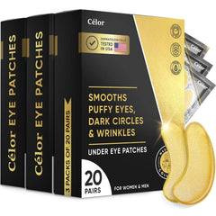 CÉLOR Celor under-eye patches golden glow application for soothing hydration and targeted under-eye care.