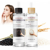 Celpack Peel Shot Rice Ampoule black rice bottle shows exfoliation for smoother pores