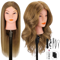 CENOZ real-hair mannequin head with forehead detail for precise styling practice.