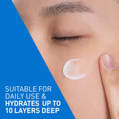 CeraVe PM open cap with lotion texture visible, demonstrating lightweight absorption