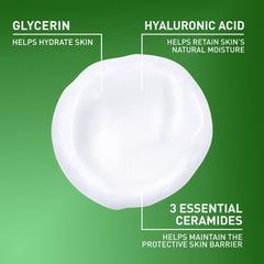 CeraVe creamy texture on skin demonstrating non-foaming hydrating feel