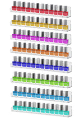 Cerpourt eight-pack wall-mounted shelf displays polish collection with organized, professional-looking setup.