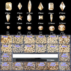 CESUSME multi-shape champagne pieces - variety for creative 3D nail art.