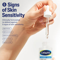 Cetaphil Ceramide Serum dispense pump enables easy, controlled application for barrier support.