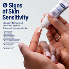 Cetaphil Deep Hydration Eye Serum being applied under the eye for smoothness.