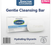 Cetaphil Gentle Cleansing Bar lather close-up shows gentle cleansing for soft, hydrated skin.