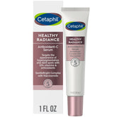 Cetaphil Healthy Radiance Serum bottle highlights fragrance-free, oil-free formula for sensitive skin.